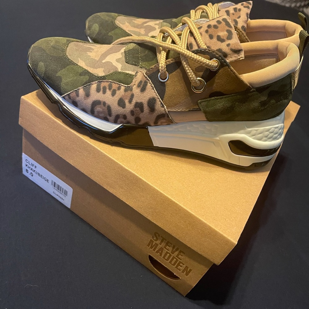 Steve Madden leopard & camouflage tennis shoe